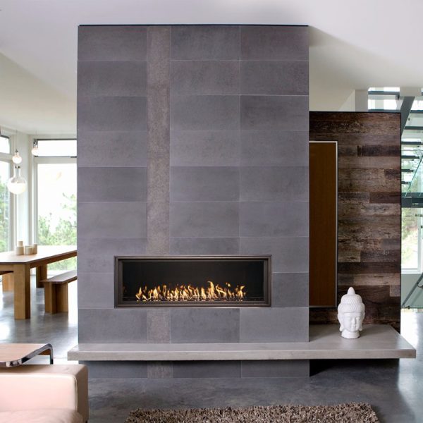 WS54 tile faced fireplace in a modern home